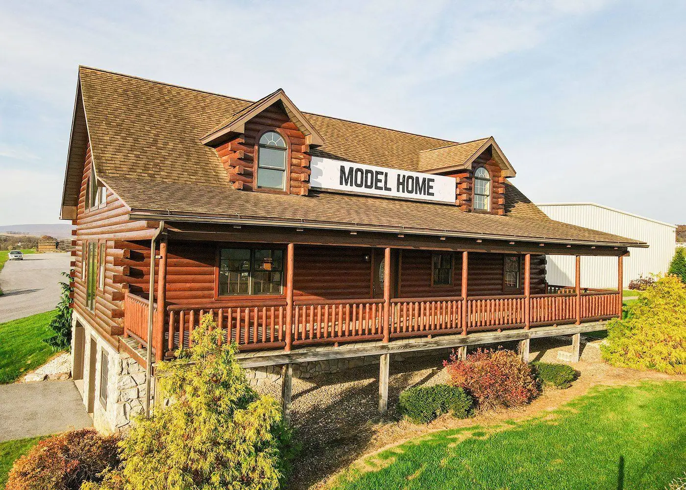 Juniata log home aerial view