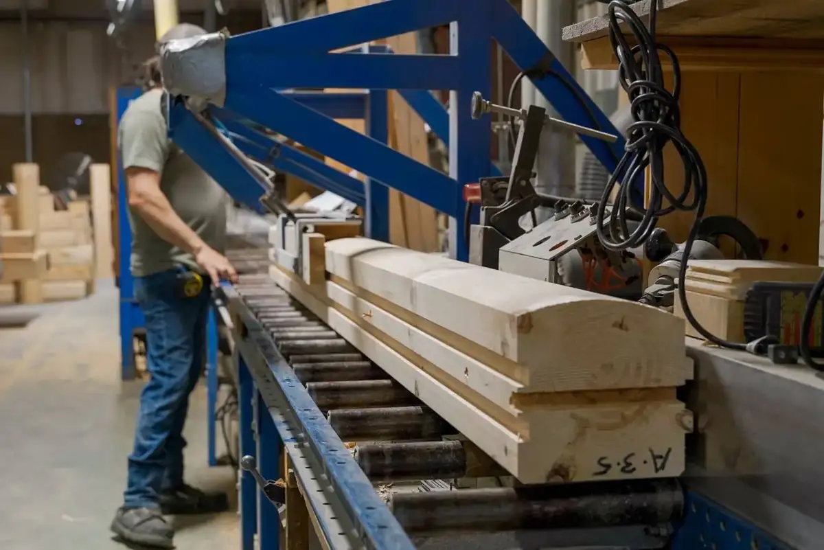 Kiln-dried white pine logs graded for expert quality control