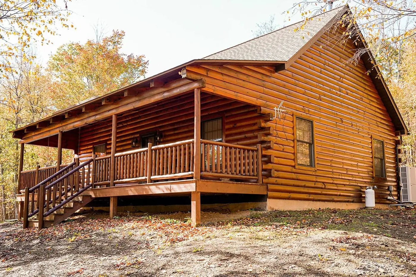 Sportsman log cabin exterior
